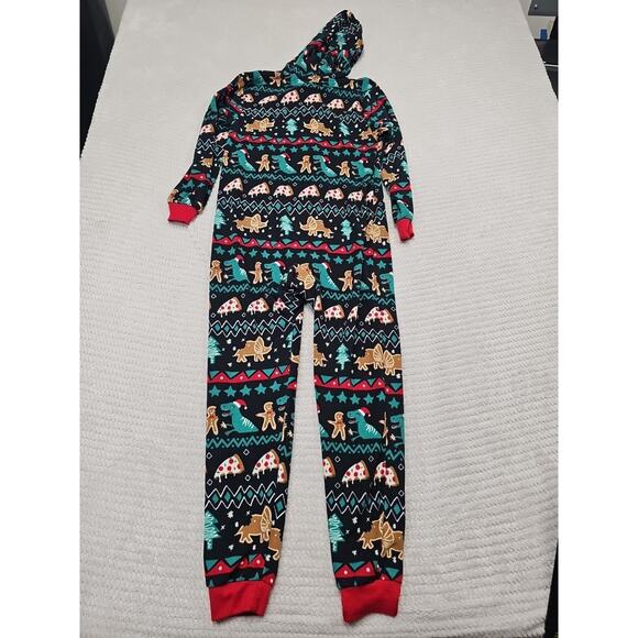 Cat & Jack Pajamas Boys Medium Christmas T Rex Pizza Full Zip Hooded Fleece - Picture 5 of 6